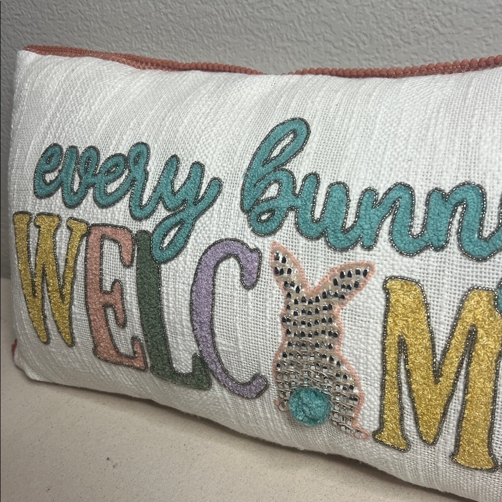 Easter “Every Bunny Welcome” Decorative Pillow – 13x23 - Picture 5 of 5